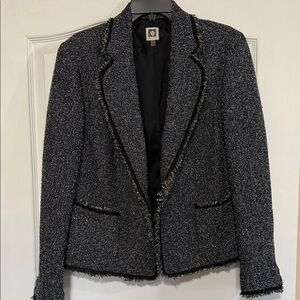 Anne Klein Black and Gray Tweed Blazer